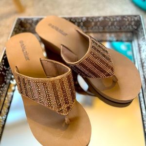 Olivia Miller  Light Pink Rhinestone Wedge Sandals US 10